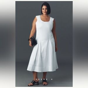 By Anthropologie Sleeveless Scoop-Neck Midi Dress White Size XL Coastal Party